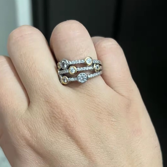 Gold and Silver Color Multi-Stone Ring - Picture 10 of 12